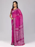 Magenta Printed Cotton Saree