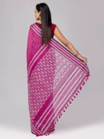 Magenta Printed Cotton Saree - Image 3
