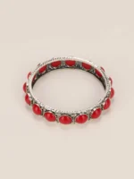 Simulated Stone Studded Oxidized Silver Bracelet