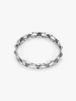 Simulated Stone Studded Oxidized Silver Bracelet - Image 2