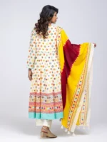 Buttermilk Yellow Printed and Embroidered Kantha Theme Shalwar Kameez - Image 3